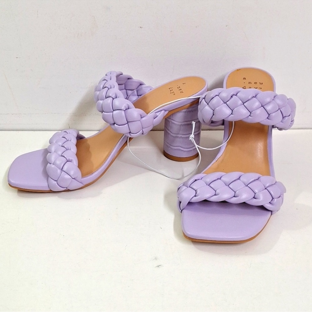 NEW! A New Day Lilac Purple Braided Heels Pumps Size 8.5 - Picture 2 of 7